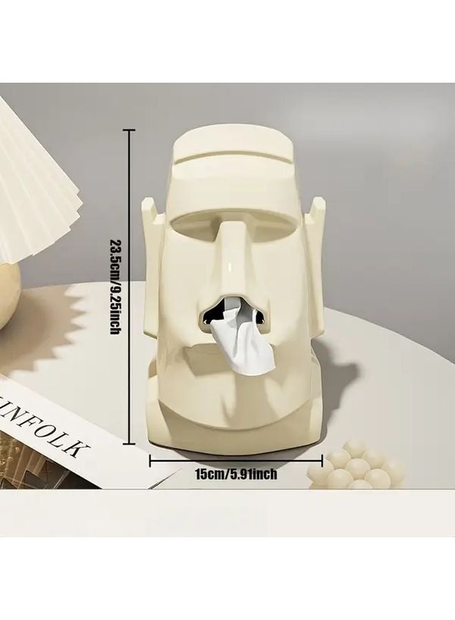 Cream White Easter Island Statue Tissue Box Headphone Stand Glasses Rack Holder Large Capacity - Image 3