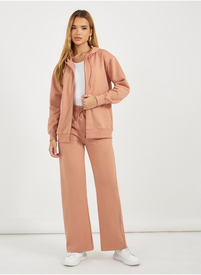 Solid Front Zip Hoodie & Wide Leg Joggers Co-Ords - pzsku/Z74EA866B8FB84157EBC9Z/45/_/1732386931/4daa8405-8151-4c3d-873e-e2560bfcf712