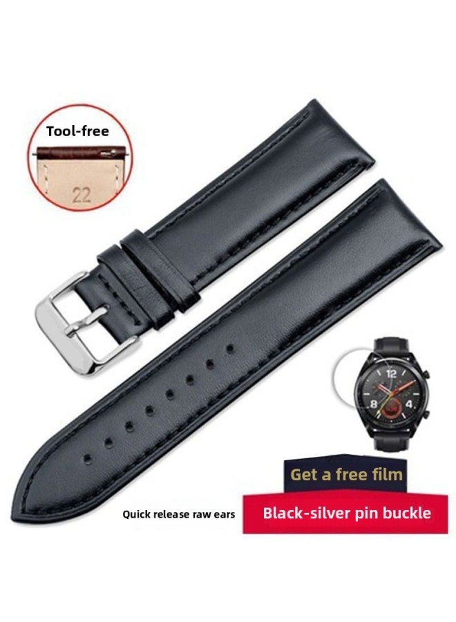 Loquat For Huawei GT3 Watch Strap GT2pro Smart Glory Magic Elegant Wacth3GT4 Leather Strap-Color:Gt Watch Strap Sports/fashion/vitality 22mm-black Silver Pin Buckle Without Film  - Image 1