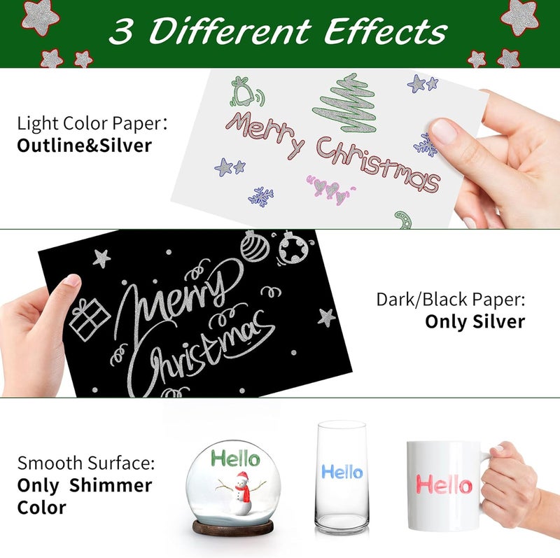 Upanic Outline Markers 12 Shimmer Markers Glitter Pens,Stockings for Teen Girl Gifts,Metallic Pens for Birthday Gifts, Making Card,Art Supplies - Image 3
