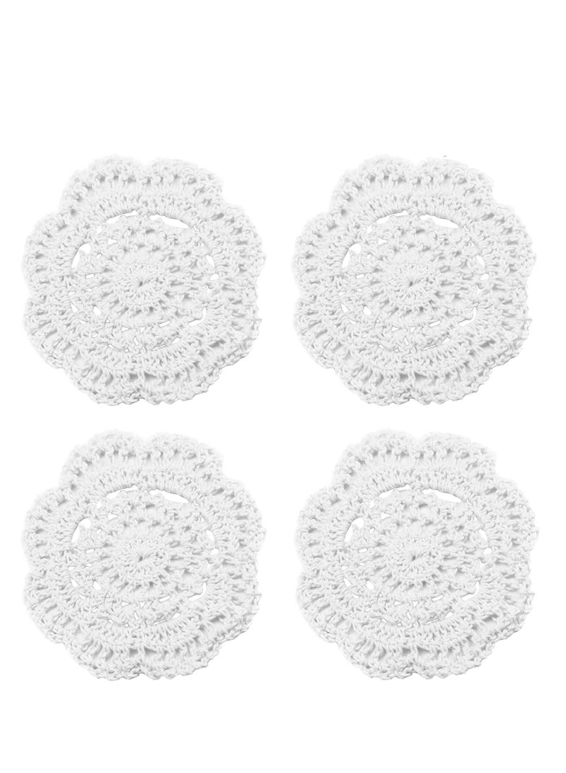 Handmade Crochet Circle Lace Placemats Coasters Pack of 4  - Image 1
