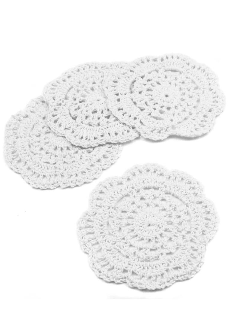 Handmade Crochet Circle Lace Placemats Coasters Pack of 4  - Image 2