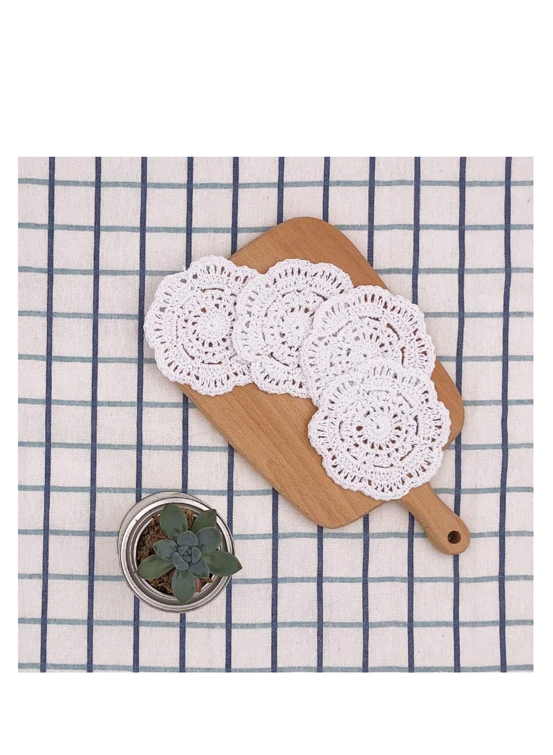 Handmade Crochet Circle Lace Placemats Coasters Pack of 4  - Image 3