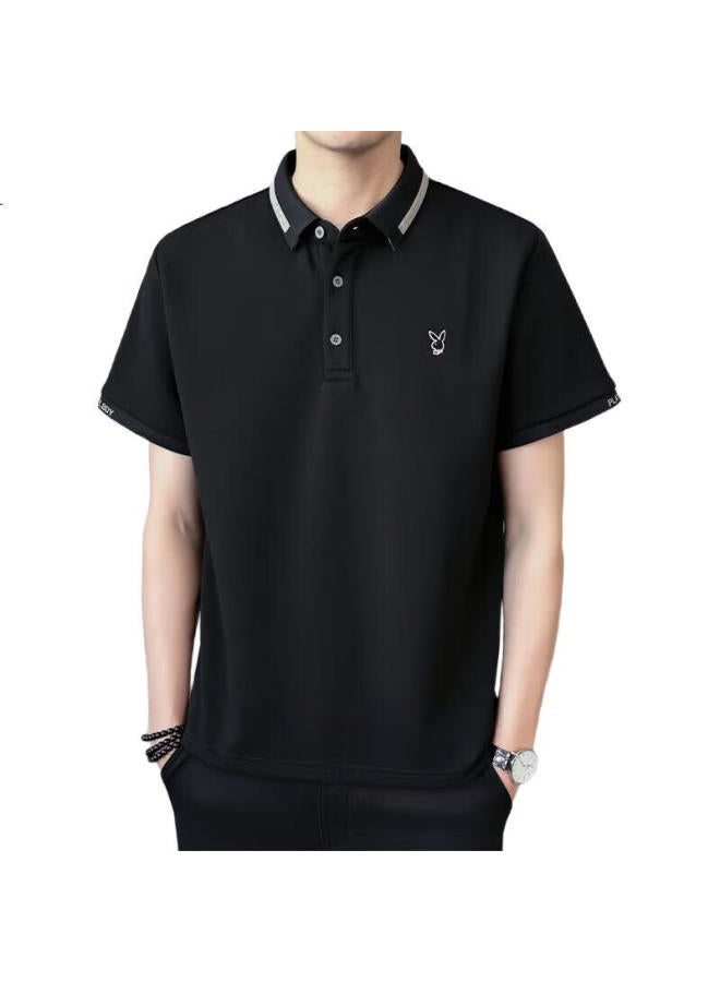 Playboy Men'S Short Sleeve T-Shirt Summer Cool Polo Undershirt Men'S Fashion Trendy Loose High-End Half Sleeve Top - Image 1
