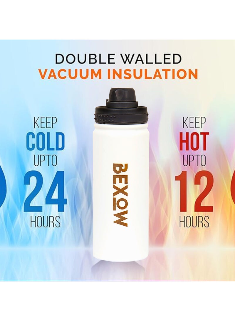 BEXOW Double Wall Vacuum Flask – Insulated Stainless Steel Water Bottle, 530ml, Leak-Proof, Durable, Hot & Cold Beverage Thermos - Image 2