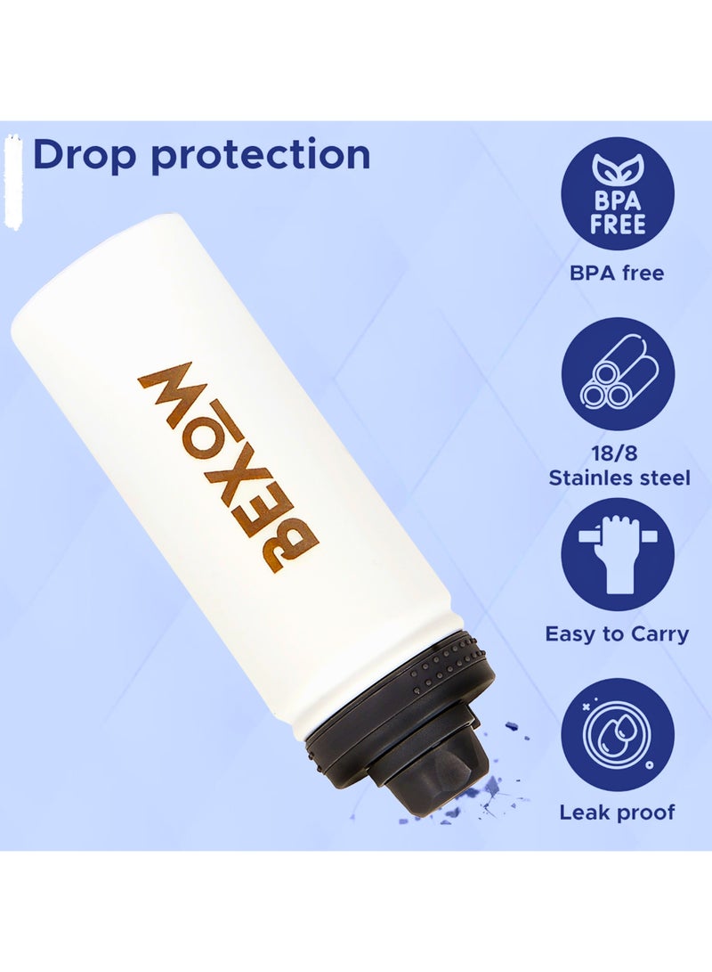 BEXOW Double Wall Vacuum Flask – Insulated Stainless Steel Water Bottle, 530ml, Leak-Proof, Durable, Hot & Cold Beverage Thermos - Image 4