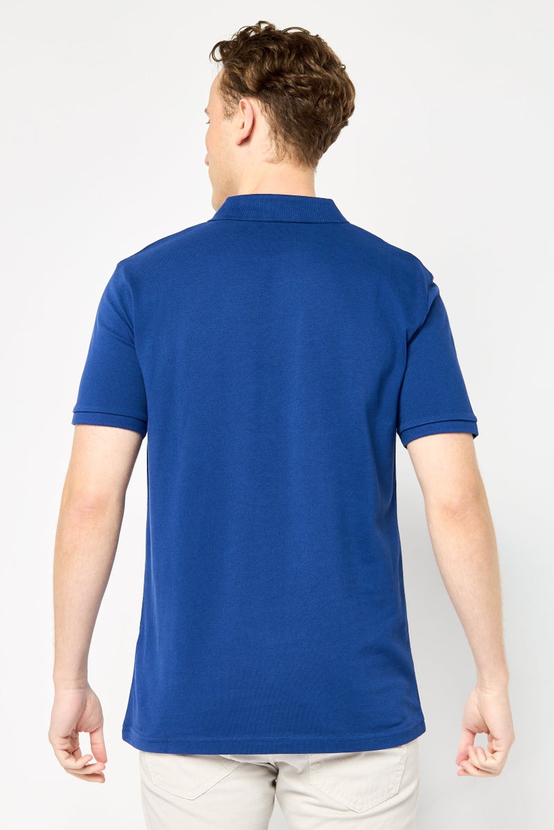 JOHN RICHMOND Men Regular Fit Brand Logo Short Sleeves Polo Shirt, Navy - Image 3