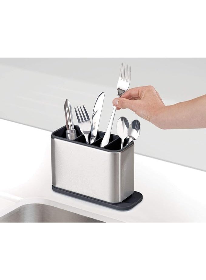 صفاية معالق 4 خانات من الستانلس ستيل – تصميم ذكي بتصريف تلقائي للماء وتنظيم مثالي لأدوات المائدة - Image 2