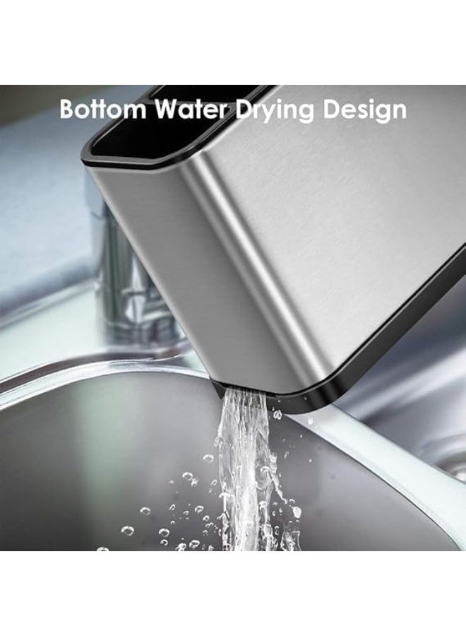 صفاية معالق 4 خانات من الستانلس ستيل – تصميم ذكي بتصريف تلقائي للماء وتنظيم مثالي لأدوات المائدة - Image 3