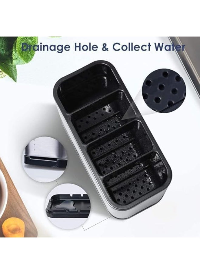 صفاية معالق 4 خانات من الستانلس ستيل – تصميم ذكي بتصريف تلقائي للماء وتنظيم مثالي لأدوات المائدة - Image 5