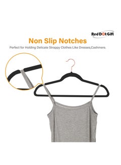 Red Dot Gift 50-Pieces Black Non-Slip Velvet Clothes Hanger with Rose Golden 360 Degree Rotatable Hook,Durable & Slim  - Image 5
