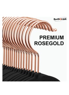 Red Dot Gift 50-Pieces Black Non-Slip Velvet Clothes Hanger with Rose Golden 360 Degree Rotatable Hook,Durable & Slim  - Image 4
