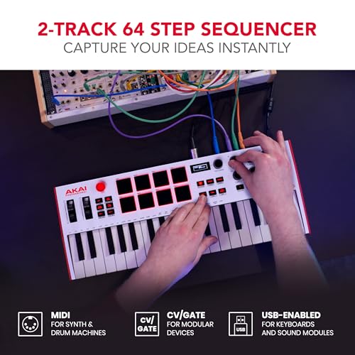 Akai Professional MPK Mini Plus - USB MIDI Keyboard Controller with 37 Mini Keys, 8 MPC Pads, Sequencer, MIDI/CV/Gate I/O and Native Instruments Sound Package, White Limited Edition - Image 4