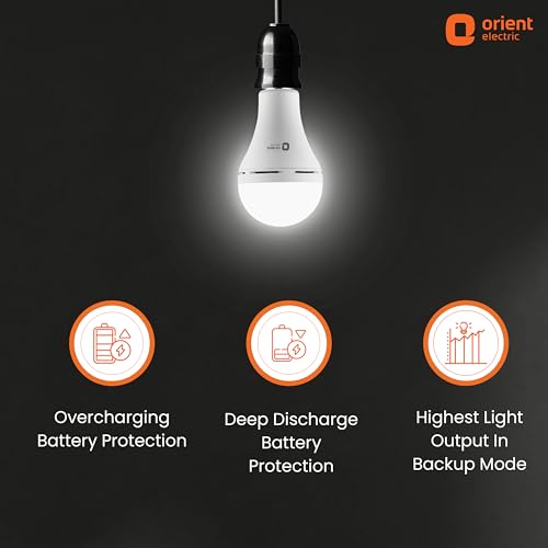 Orient Electric 9W Emergency LED Bulb| Rechargeable LED Light| 2 Hours Battery Backup| Up to 4 kV Surge Protection| 6500K, Cool White| B22d Base| Made in India| Pack of 3 - Image 5