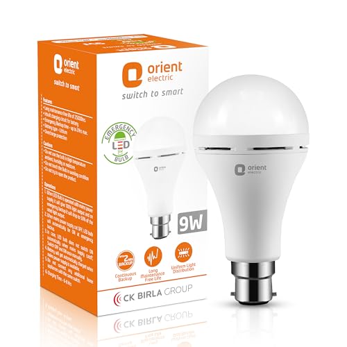 Orient Electric 9W Emergency LED Bulb| Rechargeable LED Light| 2 Hours Battery Backup| Up to 4 kV Surge Protection| 6500K, Cool White| B22d Base| Made in India| Pack of 3 - Image 1