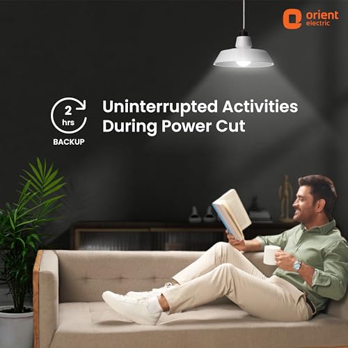 Orient Electric 9W Emergency LED Bulb| Rechargeable LED Light| 2 Hours Battery Backup| Up to 4 kV Surge Protection| 6500K, Cool White| B22d Base| Made in India| Pack of 3 - Image 2