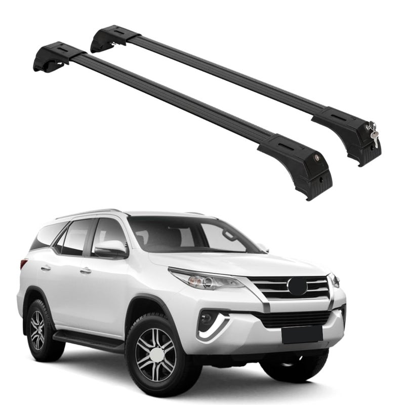 ERKUL Roof Rack Cross Bars for Toyota Fortuner 20152023  Aluminum Crossbars with Anti Theft Lock for Rooftop  Compatible with Flush Rails  Black