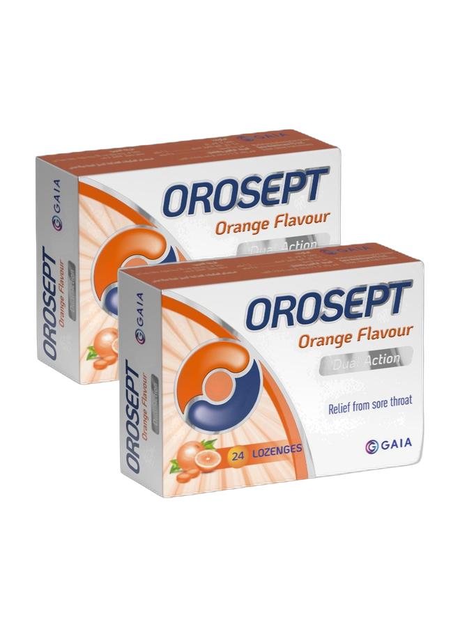 GAIA OROSEPT Medicated Throat Lozenges 24 Orange  | Dual Action Formula for Sore Throat Relief, Pain Reduction & Infection Prevention | 24 Lozenges | Safe for Children Bundle - Image 1