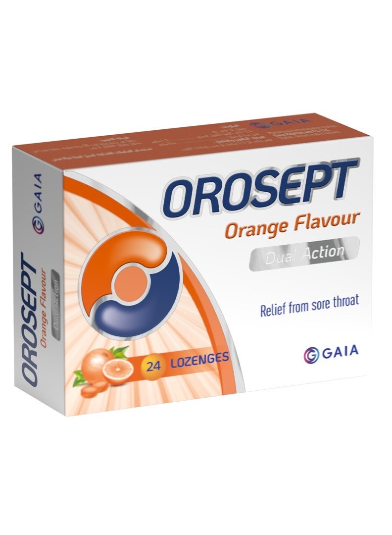 GAIA OROSEPT Medicated Throat Lozenges 24 Orange  | Dual Action Formula for Sore Throat Relief, Pain Reduction & Infection Prevention | 24 Lozenges | Safe for Children Bundle - Image 2