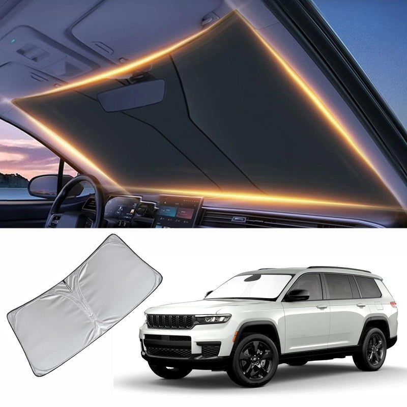 LZYYQX Windshield Sun Shade for Jeep Grand Cherokee Front Window Shades Cover for Grand Cherokee 20012025 Windshield Sun Visor Protector Car Accessories - Image 3