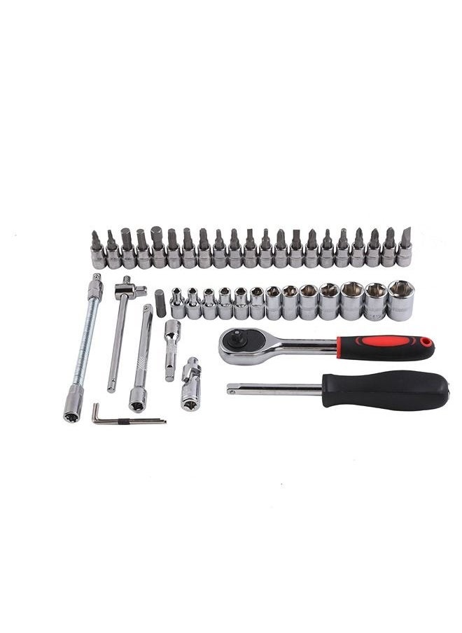 LAWAZIM - Tool set With Carry Case 46 Pieces |Drive Socket Ratchet Wrench Set,with Drive Screwdriver Allen Wrenches Repairing Kit for Home Car Automobile Bike Mechanic Projects - Image 1