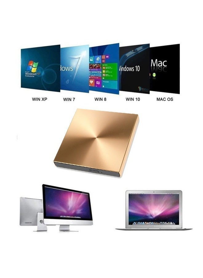 Generic - USB3.0 Aluminum Alloy External DVD Drive Burner Ultra-thin Portable CD-ROM Player Disc Universal-Color:Tuhaojin-Specifications:USB3.0 - Image 1