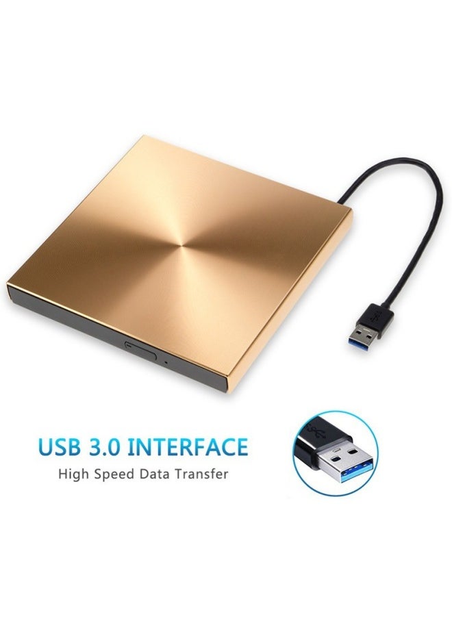 Generic - USB3.0 Aluminum Alloy External DVD Drive Burner Ultra-thin Portable CD-ROM Player Disc Universal-Color:Tuhaojin-Specifications:USB3.0 - Image 1
