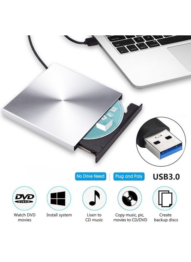 Generic - USB3.0 Aluminum Alloy External DVD Drive Burner Ultra-thin Portable CD-ROM Player Disc Universal-Color:Tuhaojin-Specifications:USB3.0 - Image 1