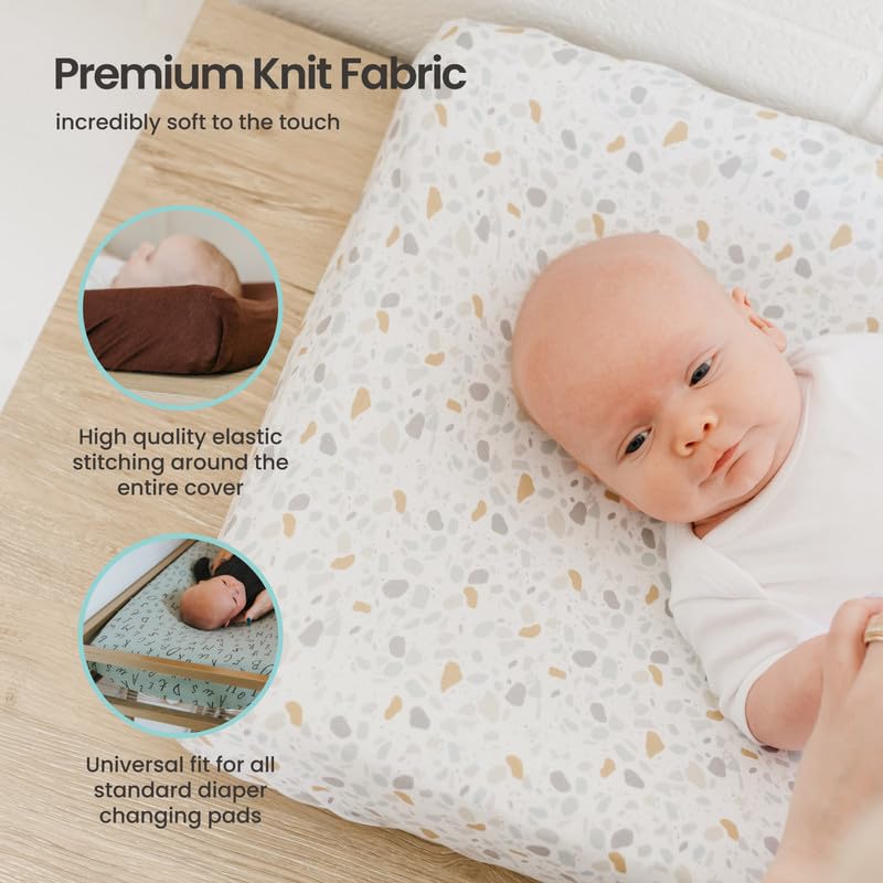 Copper Pearl Premium Knit Changing Pad Cover Soft Stylish and Universal Fit for All Standard Diaper Changing Pads Trendy Design Changing Pad Covers Fern - Image 3