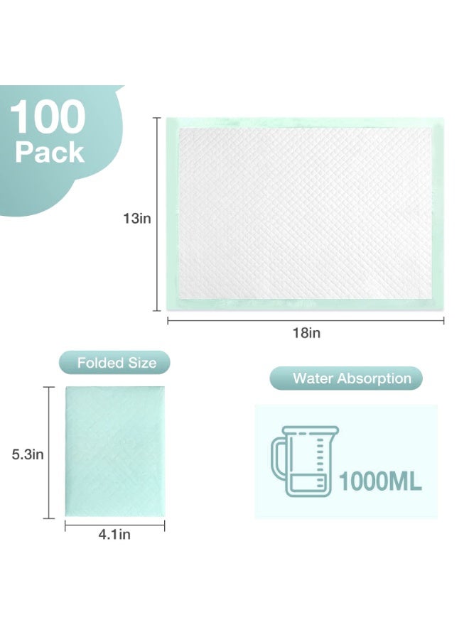 انسولار حفاضات تغيير أطفال سميكة للغاية لمرة واحدة، 100 قطعة، مانعة للتسرب ومقاومة للماء، لعناية المولود والرضع، سجادة واقية ناعمة للسرير والطاولة، 33×45 سم، أخضر - Image 2