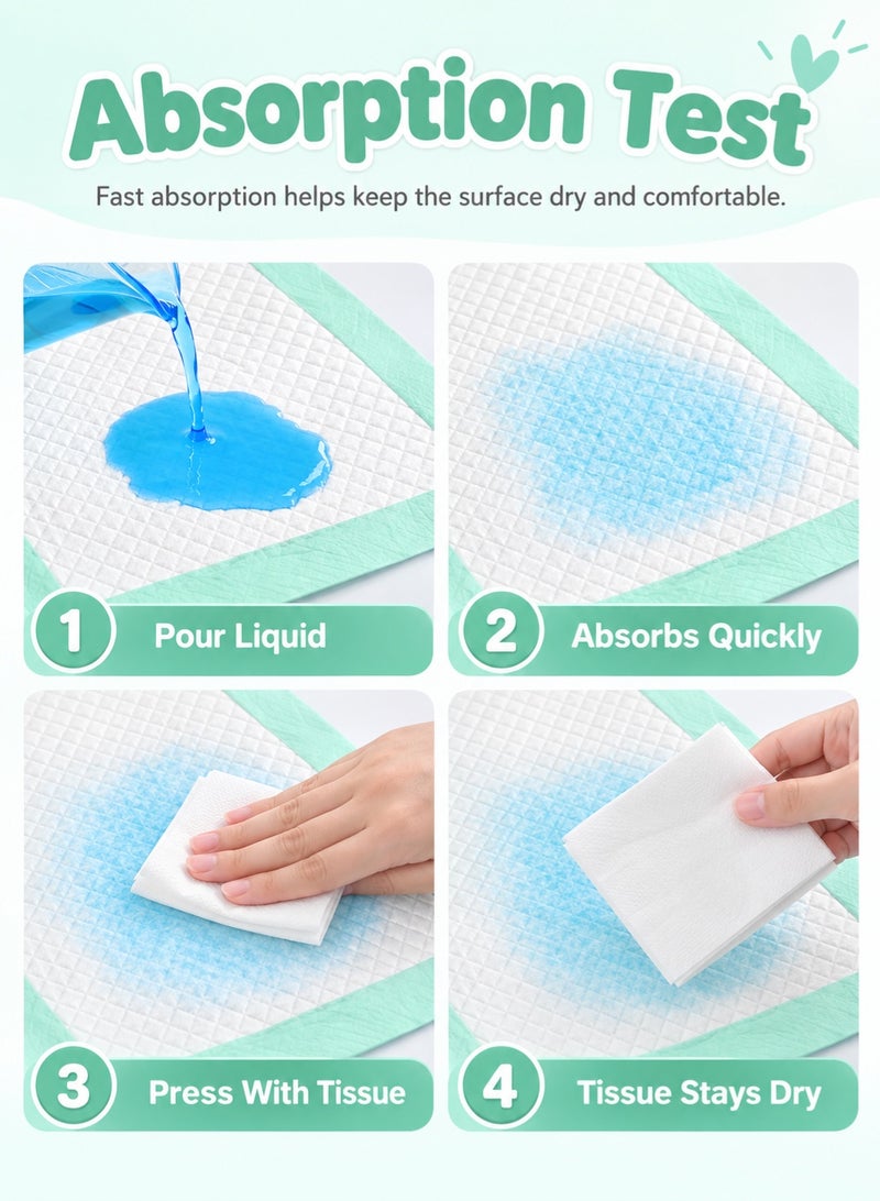 insular 100 Pack  Extra Thick Disposable Baby Changing Pad, Leak-Proof Waterproof Underpad for Newborn and Infant Care, Soft Protective Mat for Bed and Table, 33x45 cm, Green - Image 5