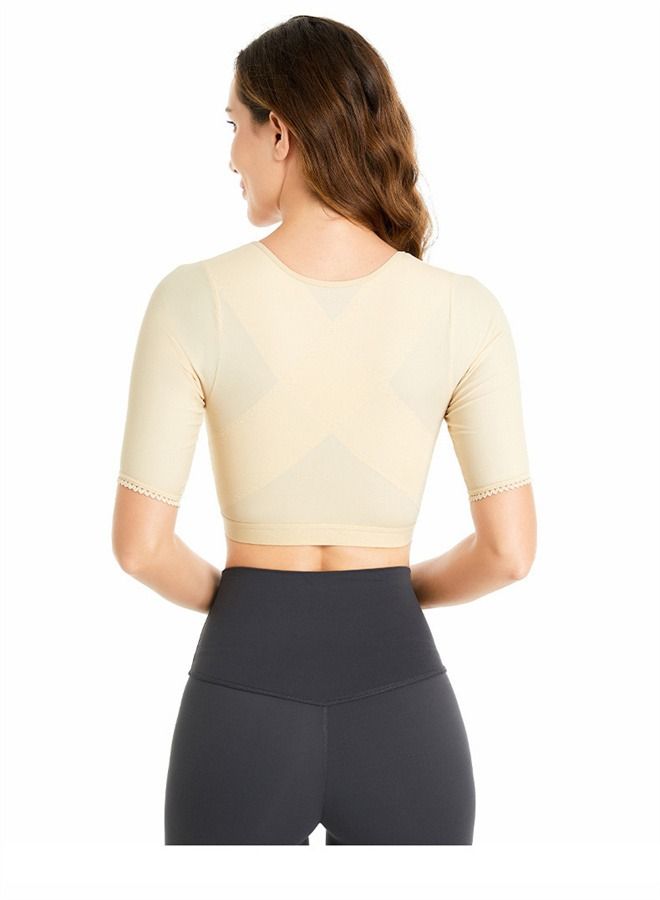 Loquat Shockproof Sports Bra With Front Buckle Beige - Image 2