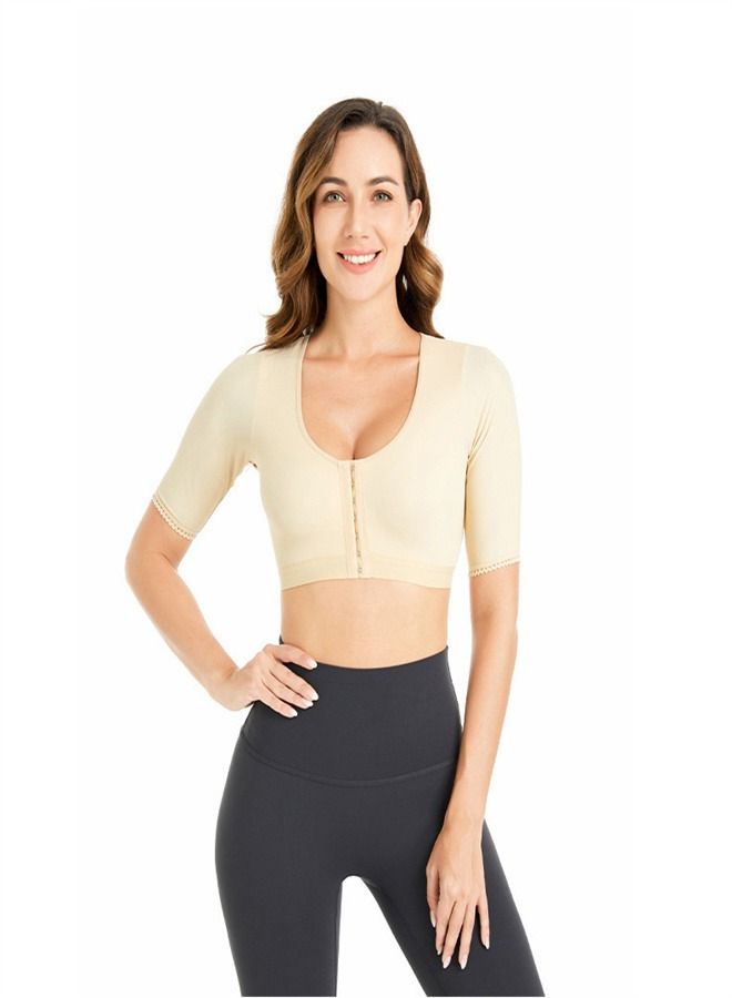 Loquat Shockproof Sports Bra With Front Buckle Beige - Image 1