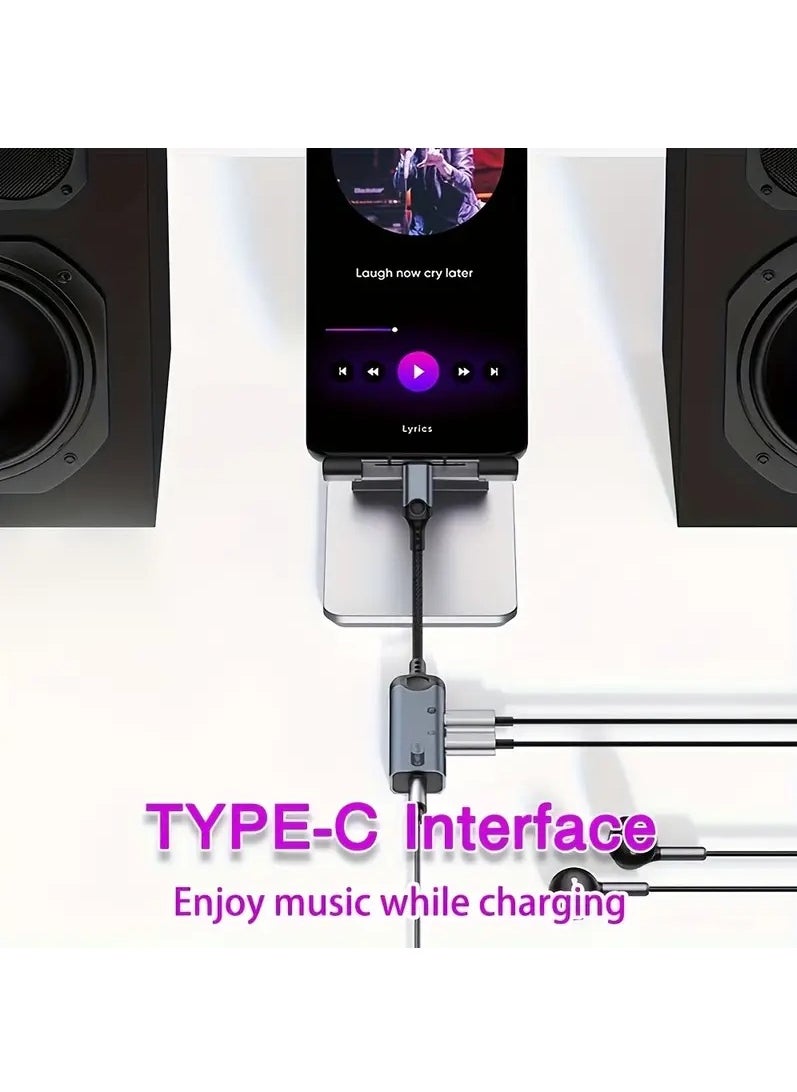 Generic USB C To 3.5mm Headphone And Type-c Headphone And Charger Adapter,3-in-1 USB C To Aux Audio Jack And Fast Charging Dongle Cable Cord With PD 60W Fast Charging  - Image 3