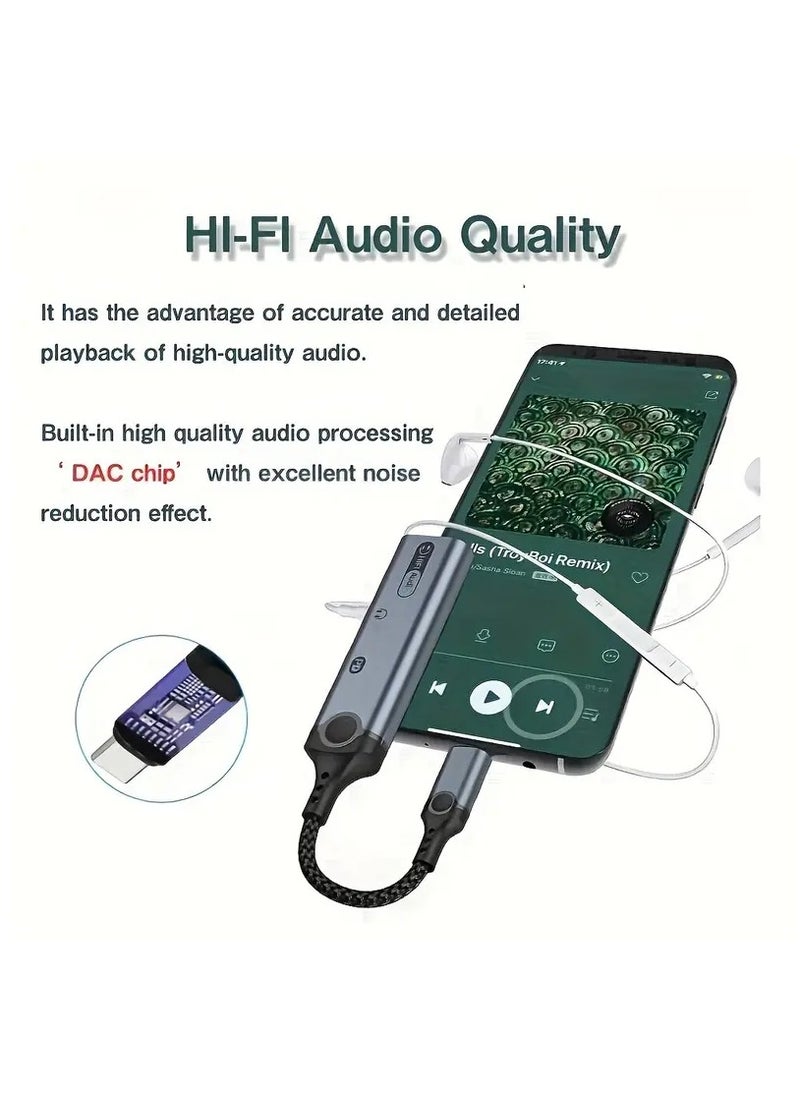 Generic USB C To 3.5mm Headphone And Type-c Headphone And Charger Adapter,3-in-1 USB C To Aux Audio Jack And Fast Charging Dongle Cable Cord With PD 60W Fast Charging  - Image 2