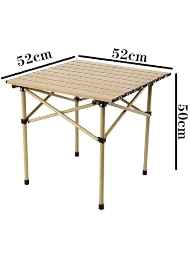 HOOKOR Camping Table, Carbon Steel Folding Beach Table with Carry Bag Outdoor Folding Portable Camping Table for Beach, Picnics, Cooking,20.8*20*19.6,Beige - Image 3