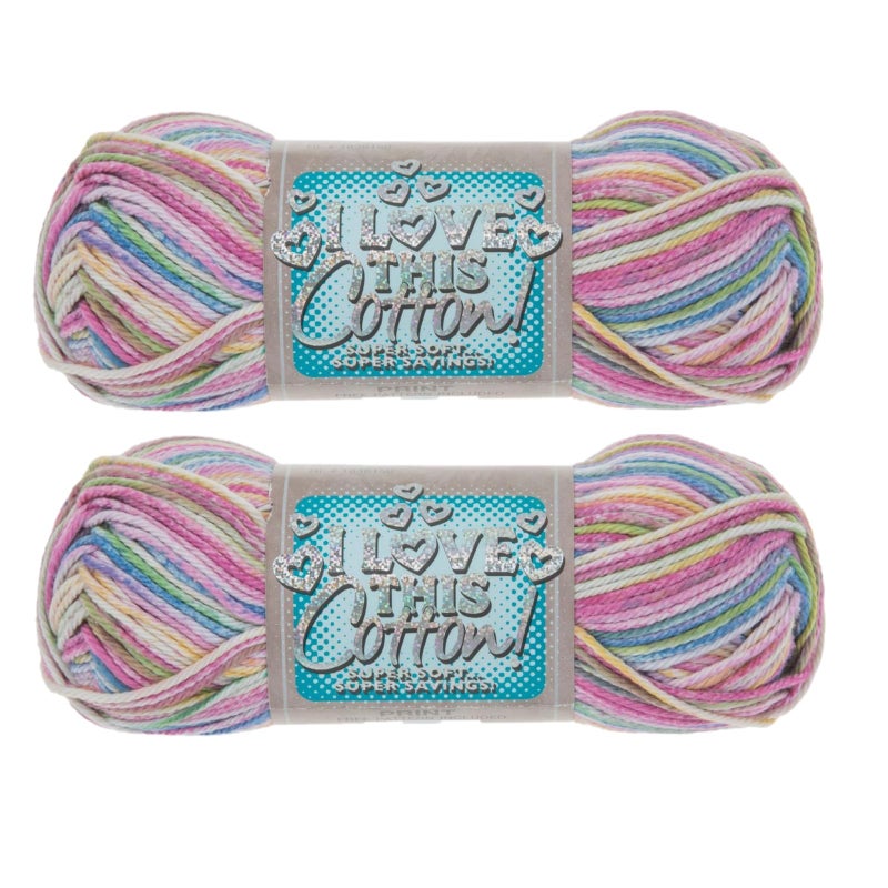 Hobby Lobby Print I Love This Cotton Yarn, 4-Medium, 100% Cotton, Yarn for Crocheting & Knitting Blankets, Hats, Accessories, Set of 2, 360 Eastern Nova - Image 1