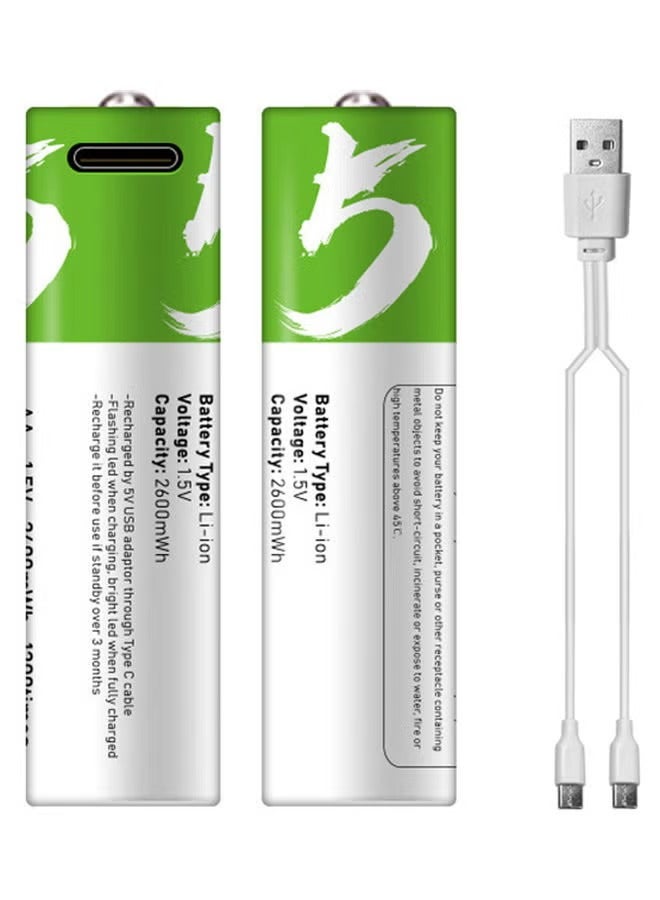 Lynacz Original Rechargeable Battery AA Lithium‑Ion 1866 mAh (2600 mWh), 1.5 V, with USB‑C Charging Cable, Fast Charging (1–2 H), 500+ Cycles, Long‑Life Eco‑Friendly - Image 2
