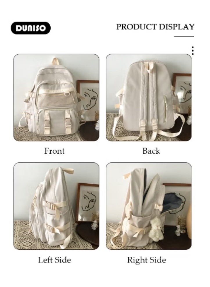 DUNISO Minimalist Beige Backpack, A Must - Have New Choice for Students - Image 4