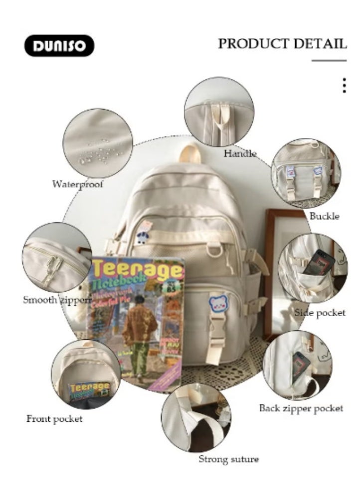 DUNISO Minimalist Beige Backpack, A Must - Have New Choice for Students - Image 3