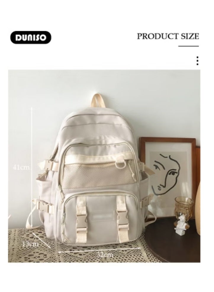 DUNISO Minimalist Beige Backpack, A Must - Have New Choice for Students - Image 2