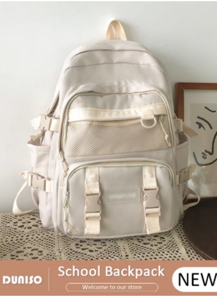 DUNISO Minimalist Beige Backpack, A Must - Have New Choice for Students - Image 1