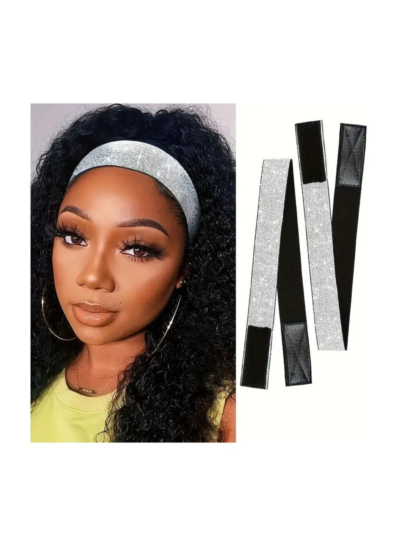 LANGMANNI 2pcs Elastic Bands for Wigs Edges Lace Melting Band for Lace Wigs Thick Laying Adjustable Bands Edge Wrap to Lay Edges Lace Frontal Melt Band for Wigs, Edge Laying Band for Women - Image 1