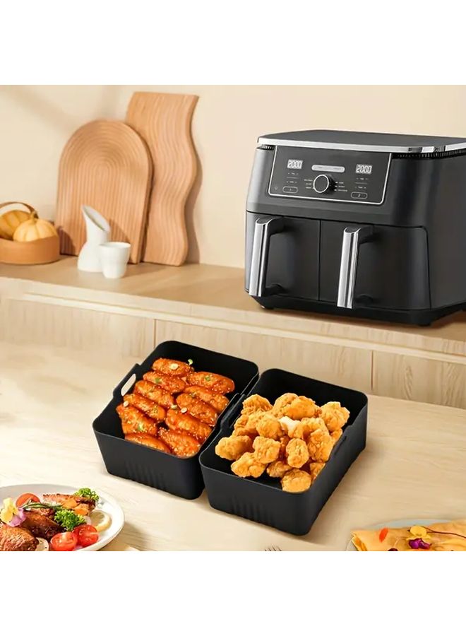 Black Silicone Air Fryer Basket Tray For Ovens Easy Clean Healthy Cooking Kitchen Gadget - Image 4