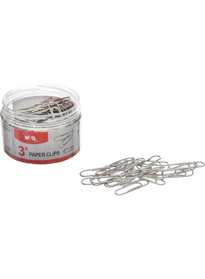 M&G Paper Clip, Nickel, Secure and Durable Document Binding, 200 Pins - Image 1