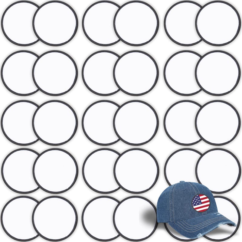 Gadjica 30 PCs Sublimation Patches  Iron On Blank Patches for DIY Crafts Hats Caps Backpack Uniforms Round  30PCs 