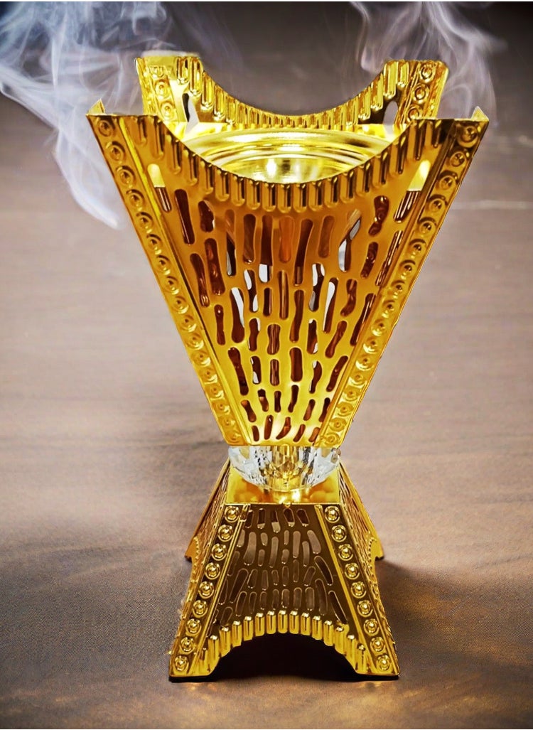 SAQOWARE Premium Luxury Gold Plated Bakhoor Burner, Arabic Incense Burner, Oud Burner, Madkhan, Mabkhara, Metal Holder-Large  - Image 2
