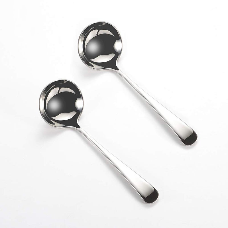 Wenkoni Wenkoni Small Soup LadlesSauce Gravy Soup Spoon Ladles2 Pack SUS 304 Nonmagnetic Stainless Steel 76 Round ColorSilver 