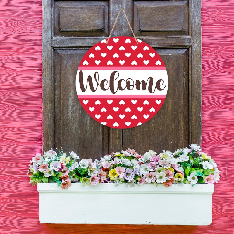 PAMBO Welcome Valentine Day Door Decoration Sign,St Patricks Day Door Hanging Sign for Home Front Porch Decoration Double Sided - Image 5