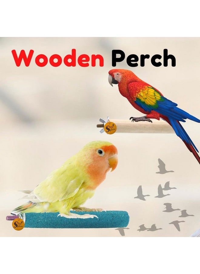 Sage Square Normal & Sand Perch Combo Of 10 & 10 Inches Natural Wood Rough Sand Perches Grinding Nail | Playstand, Training, Cage Accessories |Finches, Parrot, Budgies, Cockatiels (Pack Of 2)  - Image 4